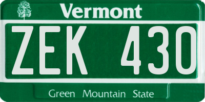 VT license plate ZEK430