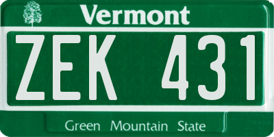 VT license plate ZEK431