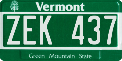 VT license plate ZEK437