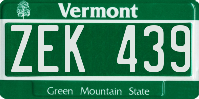 VT license plate ZEK439