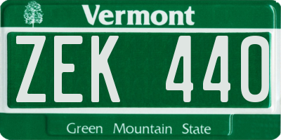 VT license plate ZEK440