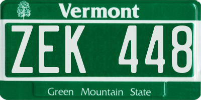 VT license plate ZEK448