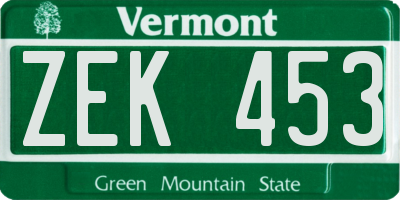 VT license plate ZEK453