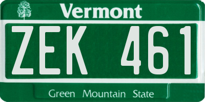 VT license plate ZEK461