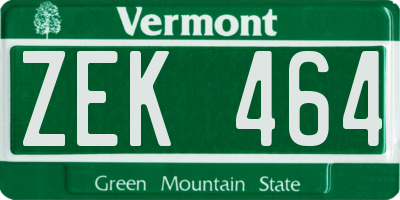 VT license plate ZEK464