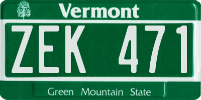 VT license plate ZEK471