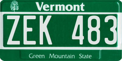 VT license plate ZEK483