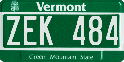 VT license plate ZEK484