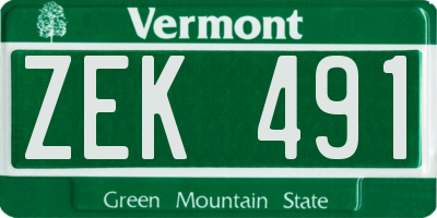 VT license plate ZEK491