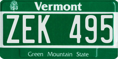 VT license plate ZEK495