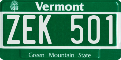 VT license plate ZEK501