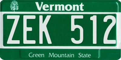 VT license plate ZEK512
