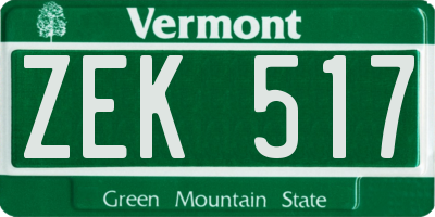 VT license plate ZEK517