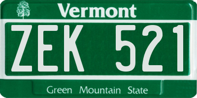 VT license plate ZEK521
