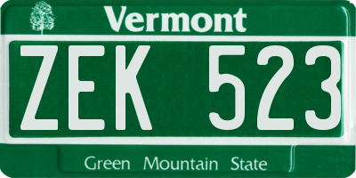VT license plate ZEK523