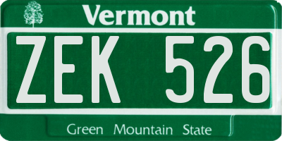 VT license plate ZEK526