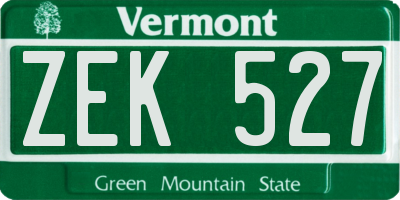 VT license plate ZEK527
