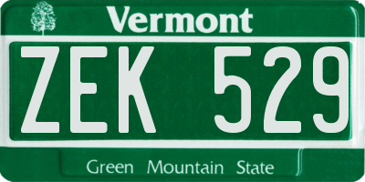 VT license plate ZEK529