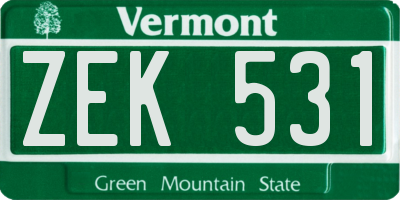 VT license plate ZEK531
