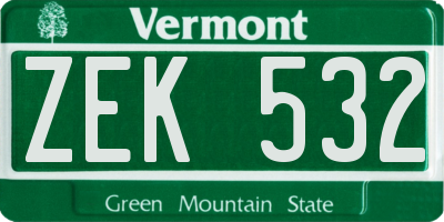 VT license plate ZEK532