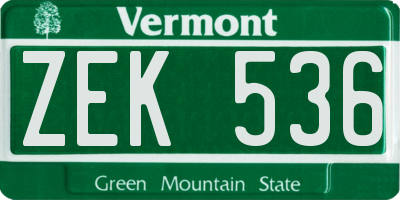 VT license plate ZEK536