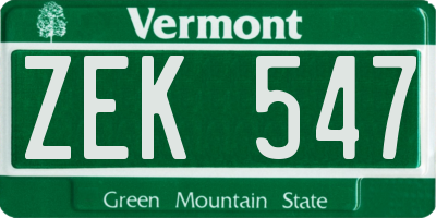 VT license plate ZEK547