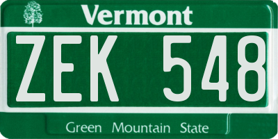 VT license plate ZEK548