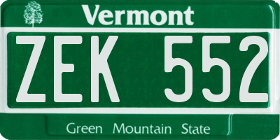 VT license plate ZEK552