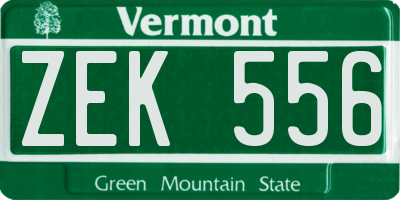 VT license plate ZEK556