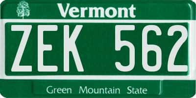 VT license plate ZEK562