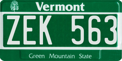 VT license plate ZEK563