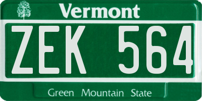 VT license plate ZEK564