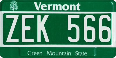 VT license plate ZEK566