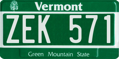 VT license plate ZEK571