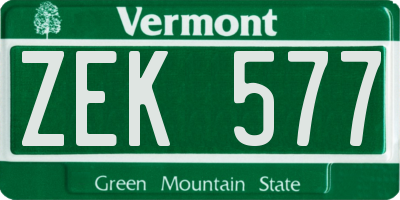 VT license plate ZEK577