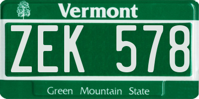 VT license plate ZEK578