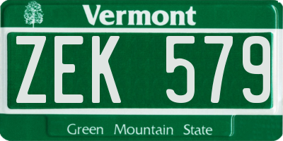 VT license plate ZEK579