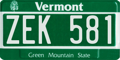 VT license plate ZEK581