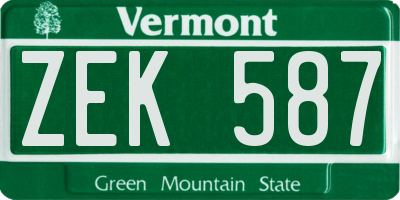 VT license plate ZEK587