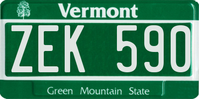 VT license plate ZEK590