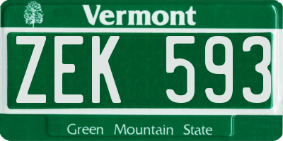 VT license plate ZEK593