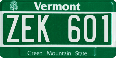 VT license plate ZEK601