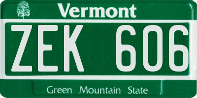 VT license plate ZEK606