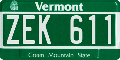 VT license plate ZEK611