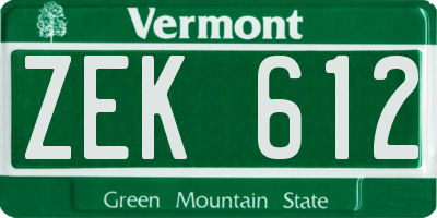 VT license plate ZEK612
