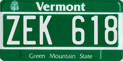 VT license plate ZEK618