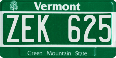 VT license plate ZEK625