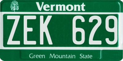 VT license plate ZEK629