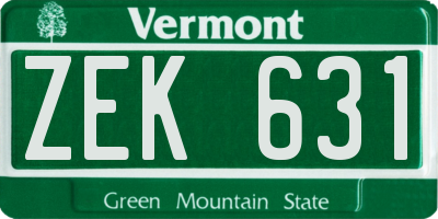 VT license plate ZEK631