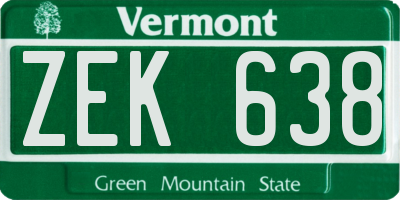 VT license plate ZEK638